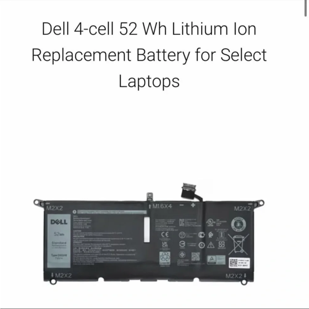 Dell 4-cell 52 Wh Lithium lon Replacement Battery for Select Laptops